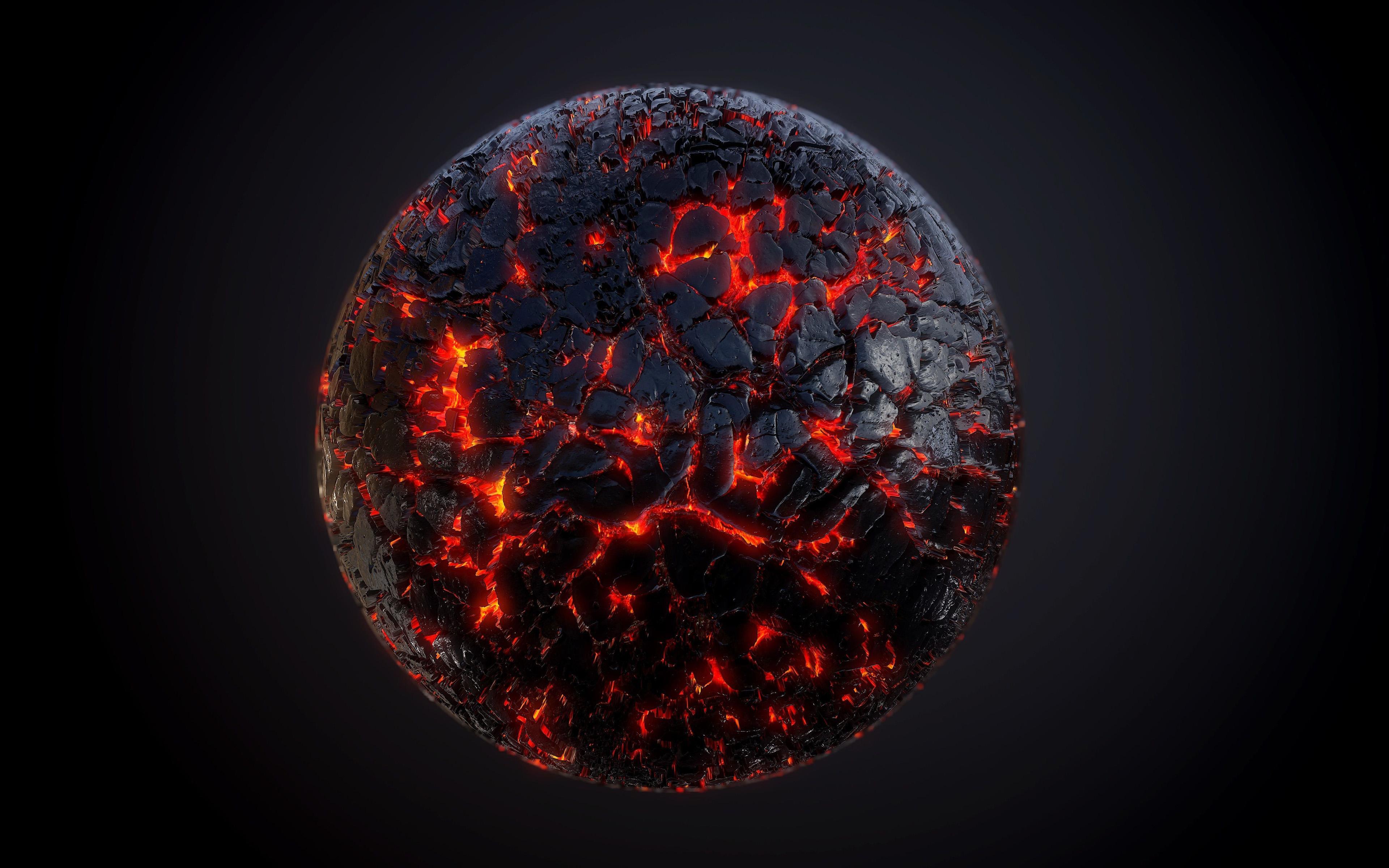 3840x2400 Download wallpaper lava planet, 4k, fire planet, darkness, 3D planet, galaxy, black background, 3D art, artwork, planets for desktop with resolution 3840x2400. High Quality HD picture wallpaper
