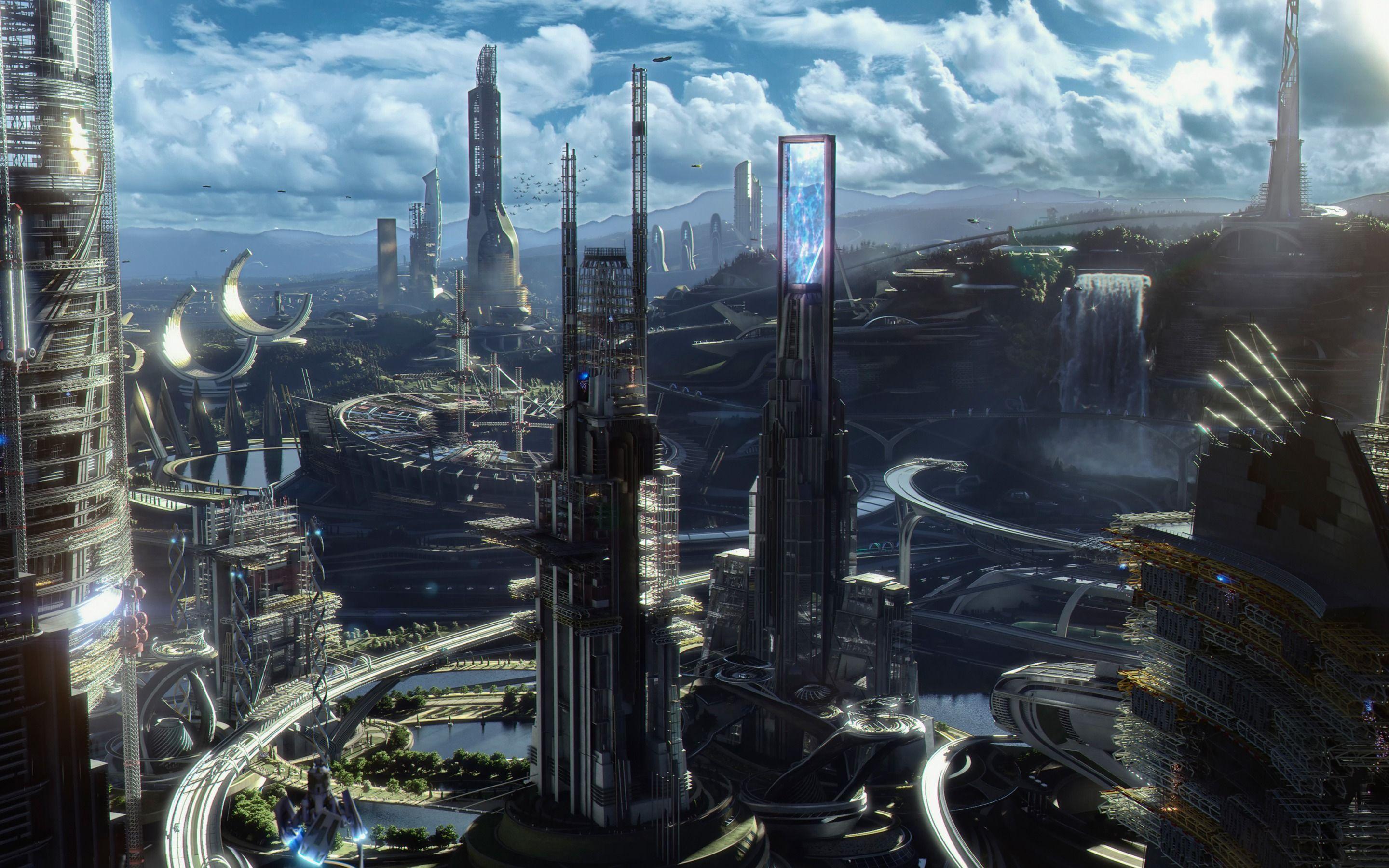 2880x1800 Britt Robertson standing field wheat in tomorrowland. wallpaper