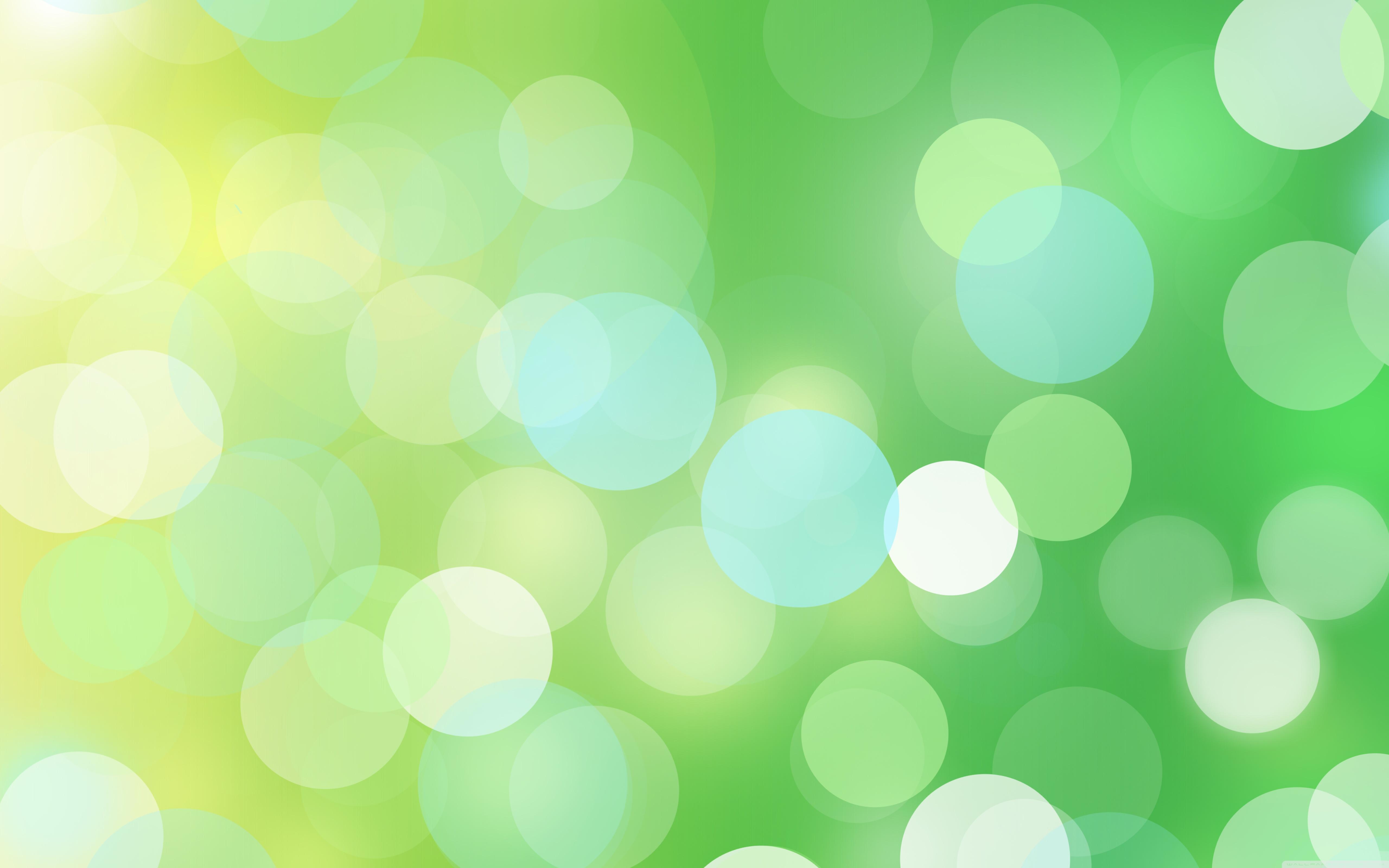 5120x3200 Wallpaper Green and White Bokeh Lights, Background Free Image