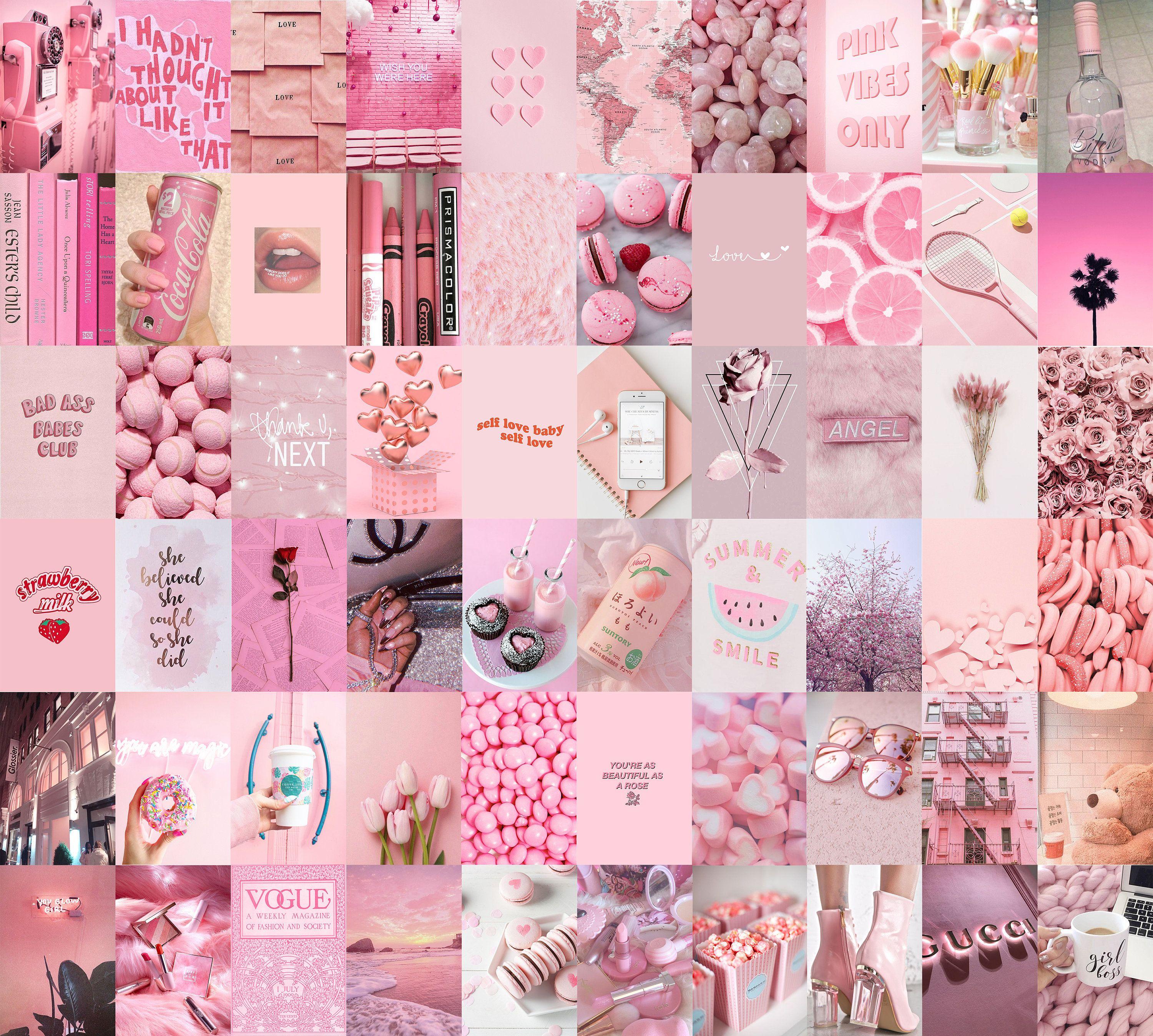 3000x2696 Light Pink baby Pink Aesthetic Wall Collage kit. Digital Copy. Pack of 70 photo. Aesthetic iphone wallpaper, Live wallpaper iphone, Pink aesthetic