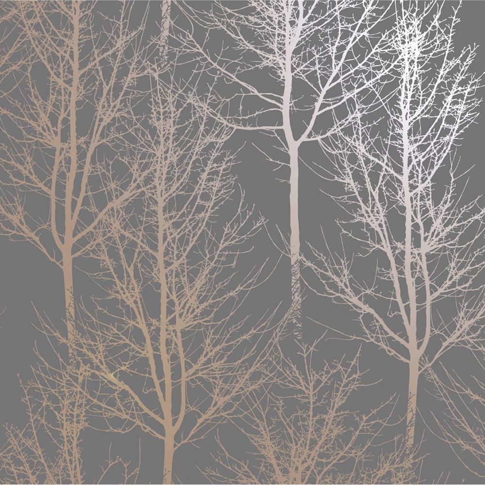 1000x1000 Grey Silver Rose Gold Trees Wallpaper Metallic Shine Holden Decor Rhea Zandra