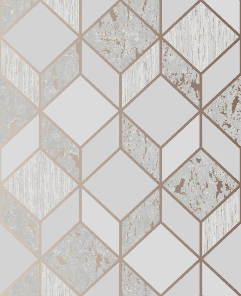 813x1000 Superfresco Vittorio 56 Sq Ft Grey Rose Gold Paper Textured Geometric Unpasted Wallpaper In The Wallpaper Department At