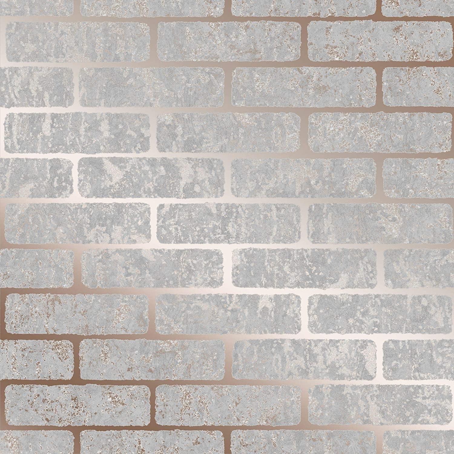 1500x1500 Graham & Brown Milan Brick Rose Gold Wallpaper : Tools & Home Improvement