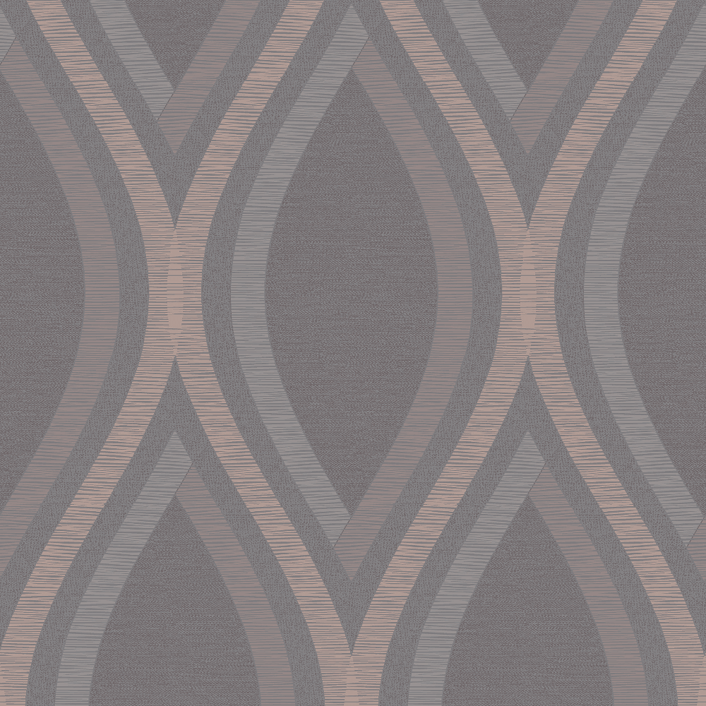1000x1000 Grandeco Strata Geometric Curve Geo Metallic Charcoal Grey Rose Gold Wallpaper A44502