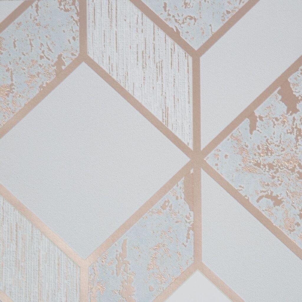 1024x1024 Vittorio Geometric Grey and Rose Gold Wallpaper