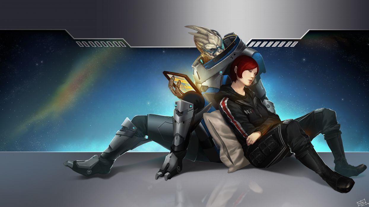 1244x700 Mass Effect Shepard Garrus Sci Fi Aliens Futuristc Wallpaperx1080
