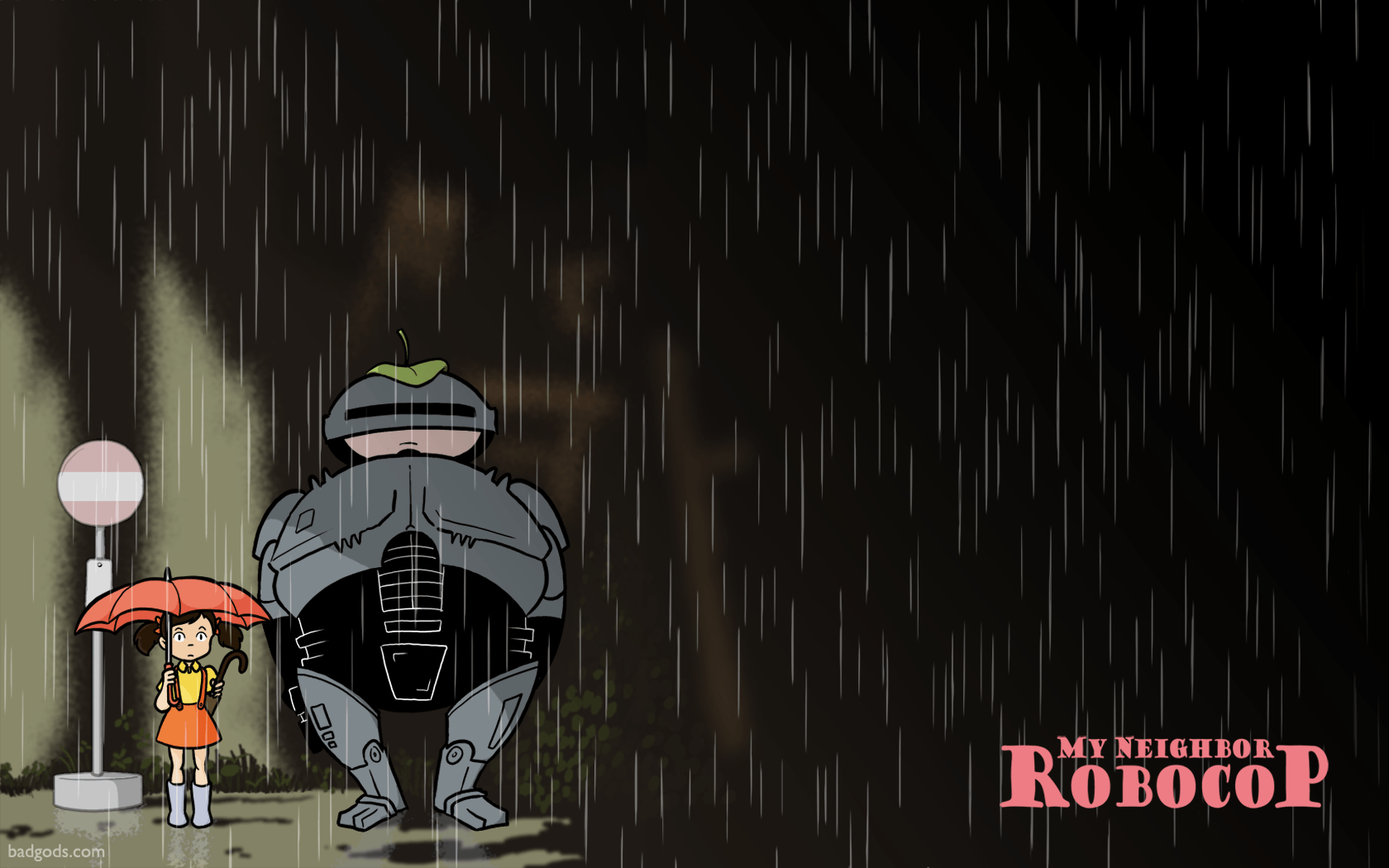 1680x1050 My Neighbor Robocop. Totoro Bus Stop Parodies