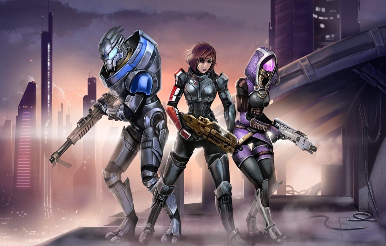 1332x850 Wallpaper mass effect, shepard, Garrus Vakarian, tali, Glubinny Zorah nar Rayya, Tali'Zorah image for desktop, section игры