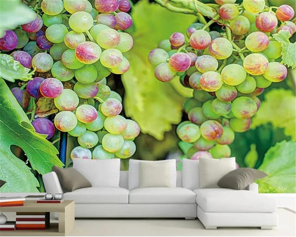 1000x800 beibehang Custom wallpaper mural modern sleek minimalist green small fresh grape green leaf background wall papel de parede 3D. Wallpaper