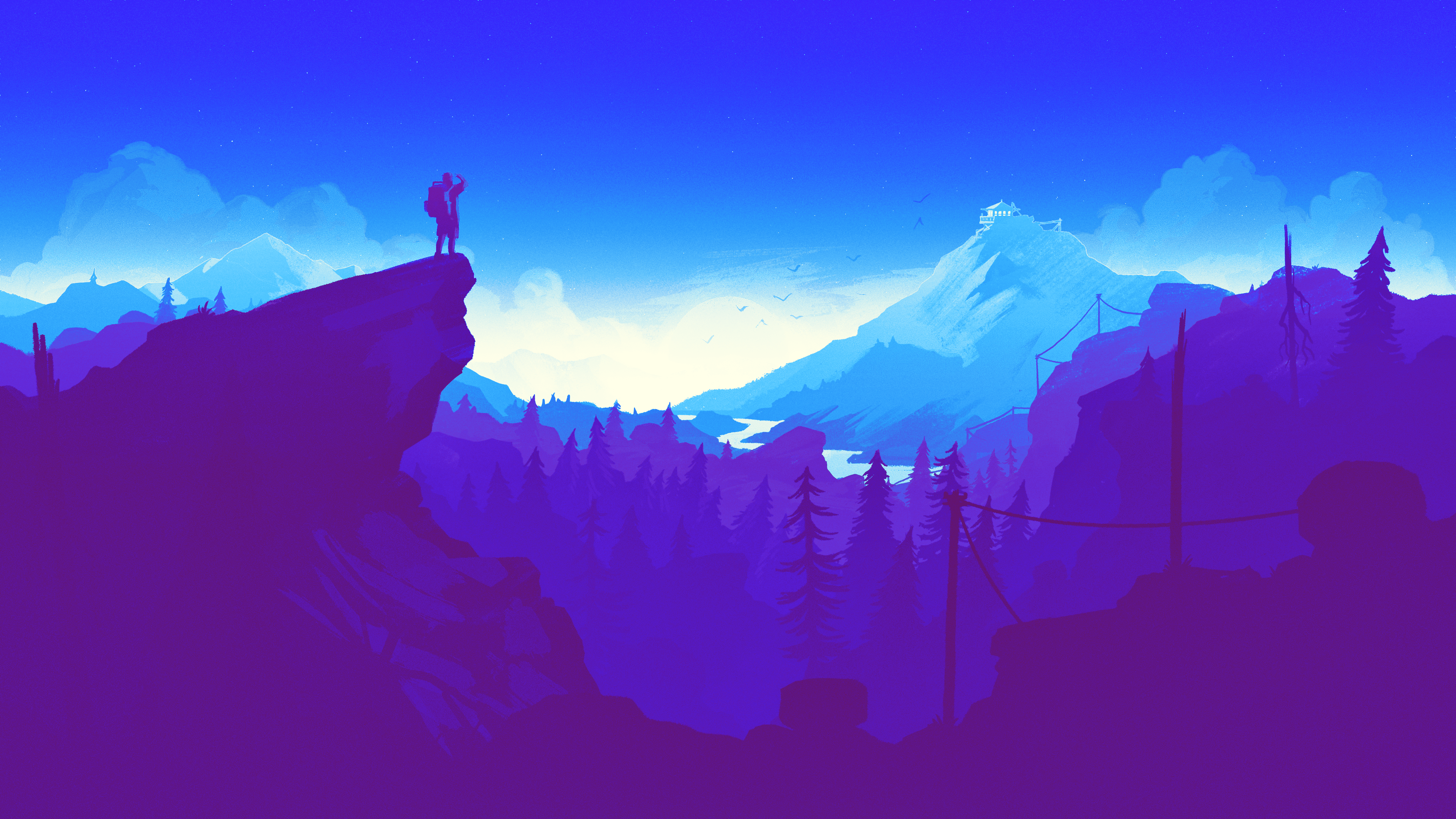 3840x2160 Firewatch Blue Wallpaper