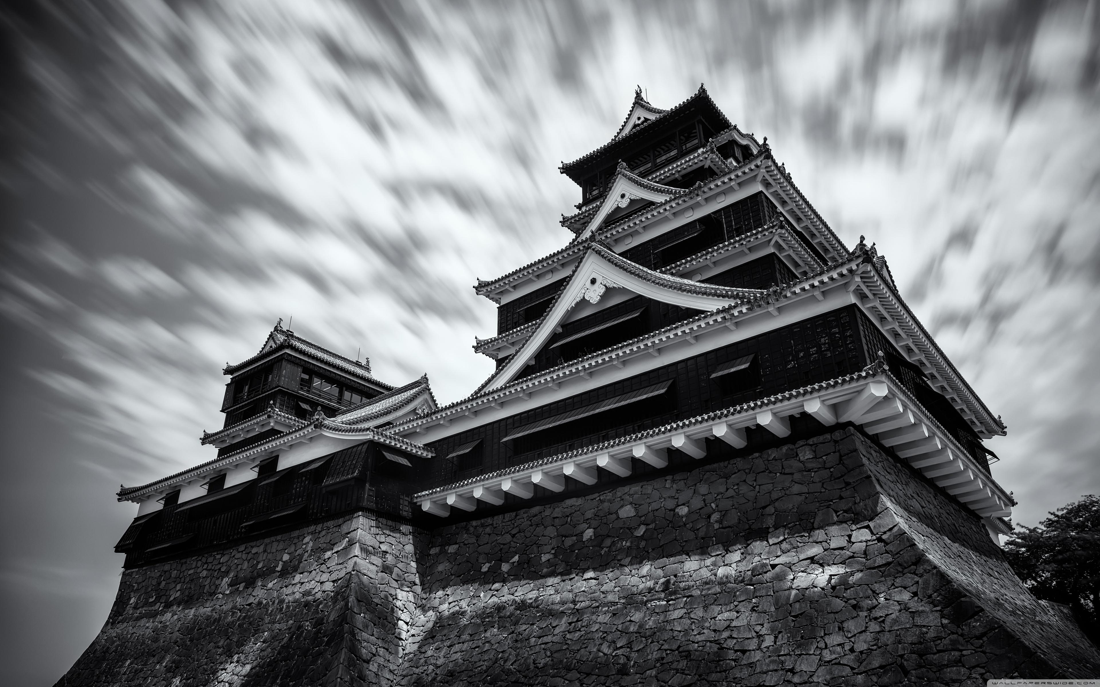 3840x2400 Kumamoto Castle Black and White Ultra HD Desktop Background Wallpaper for 4K UHD TV : Widescreen & UltraWide Desktop & Laptop : Tablet