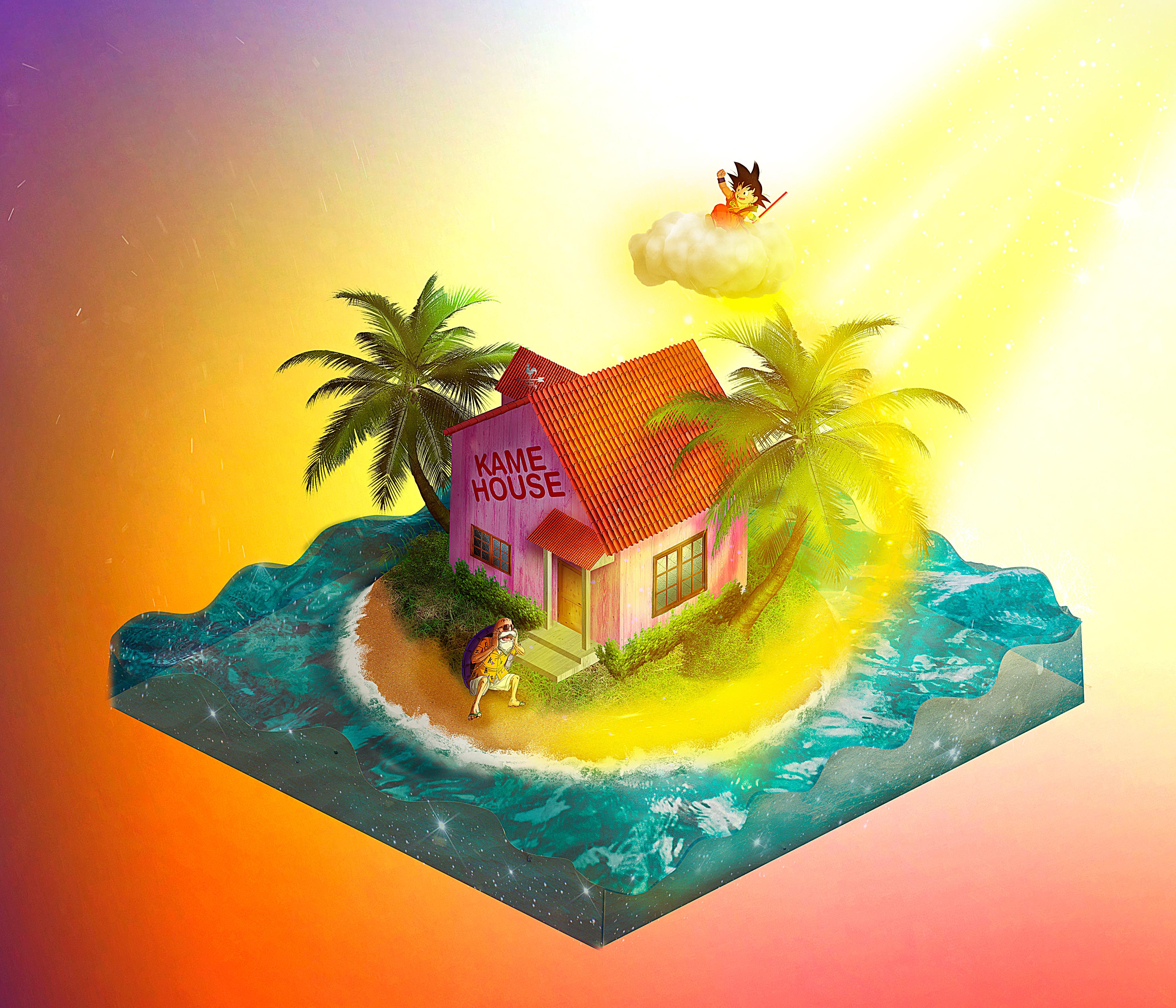 4134x3543 Goku visits Kame House