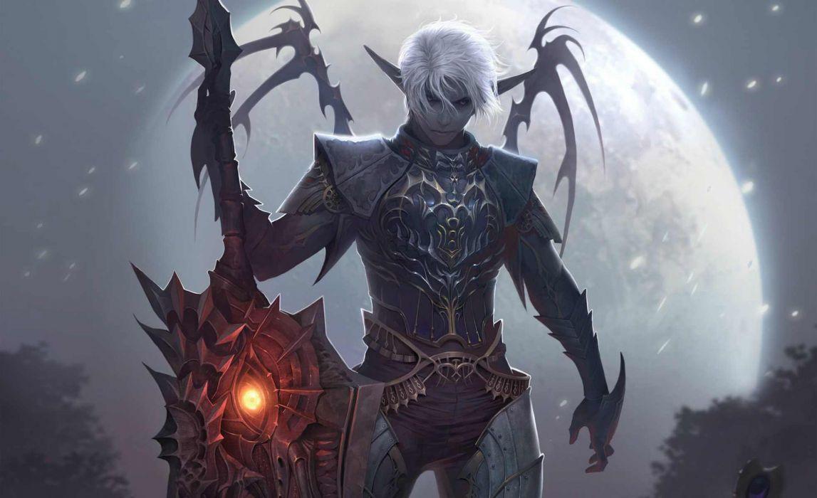 1147x700 Lineage fantasy art warriors weapons mage dark wallpaperx1200