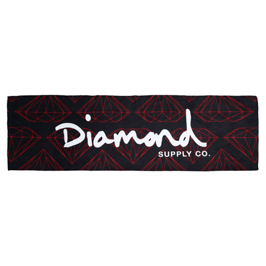 900x900 Diamond Supply Diamond Rock All Over Beach Towel (Black & Red)