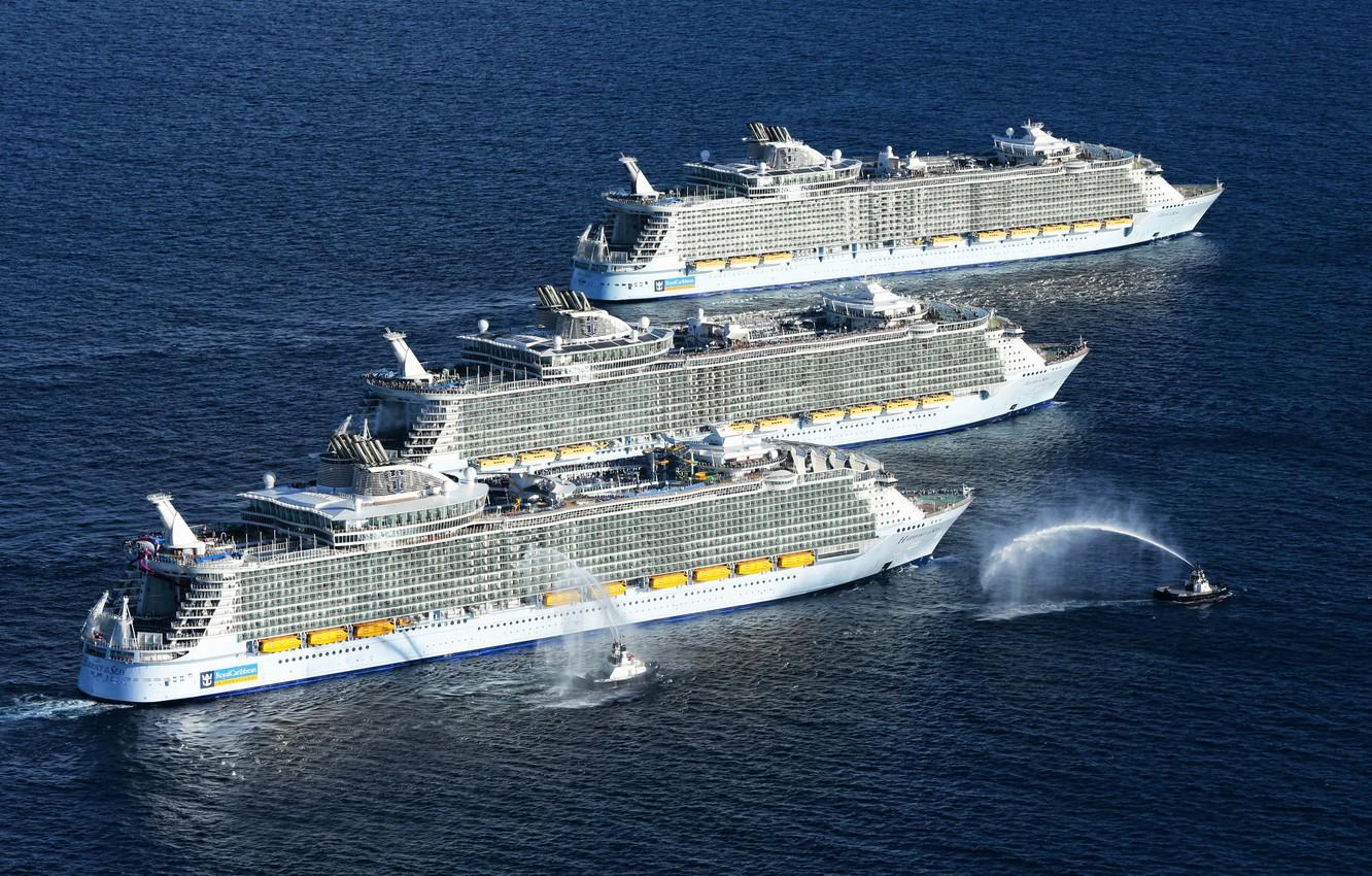 1332x850 Wallpaper The ocean, Sea, The ship, Oasis of the Seas, Navy, Royal Caribbean International, Tugs, Passenger ship, Passenger liner, Tug, Ship, Allure of the Seas, Royal, Vessel, Cruise Ship, Harmony of the