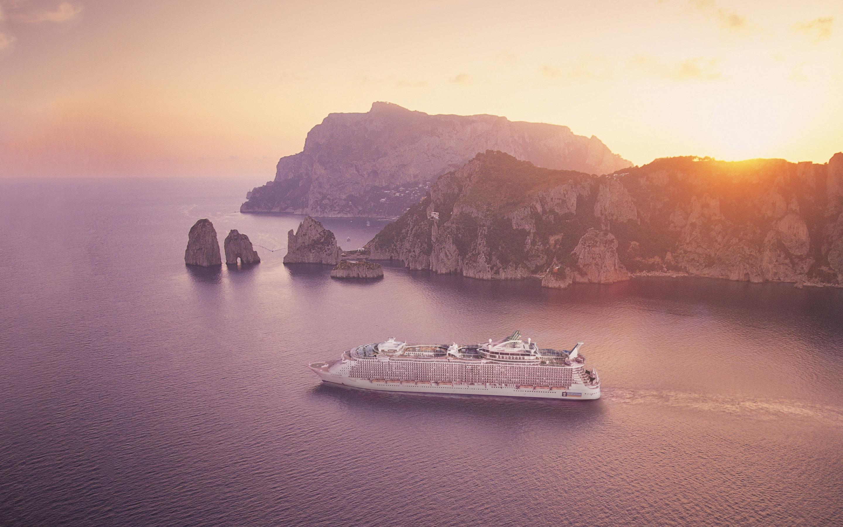 2880x1800 Download wallpaper Passenger liner, Oasis of the Seas, cruise liner, large ship, islands, Caribbean Sea, Cruise ship, class Oasis, Royal Caribbean International for desktop with resolution 2880x1800. High Quality HD picture wallpaper
