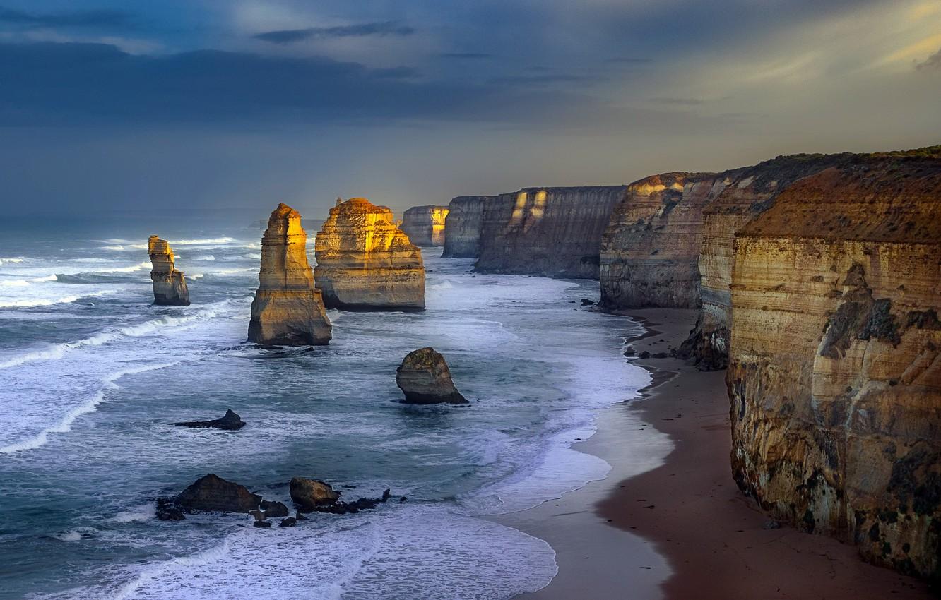 1332x850 Wallpaper Australia, Victoria, First light, Princetown, Apostles image for desktop, section пейзажи