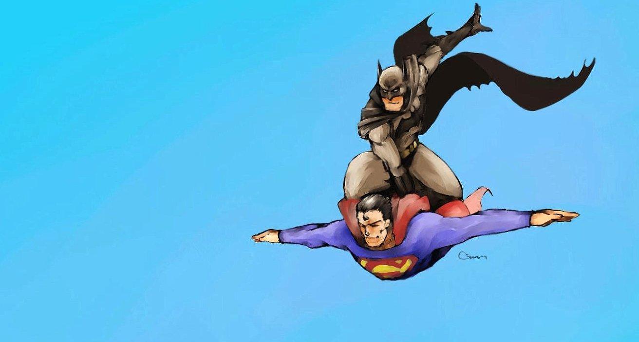 1312x703 funny batman asks for a passage to superman 320 x 480 iPhone wallpaper download