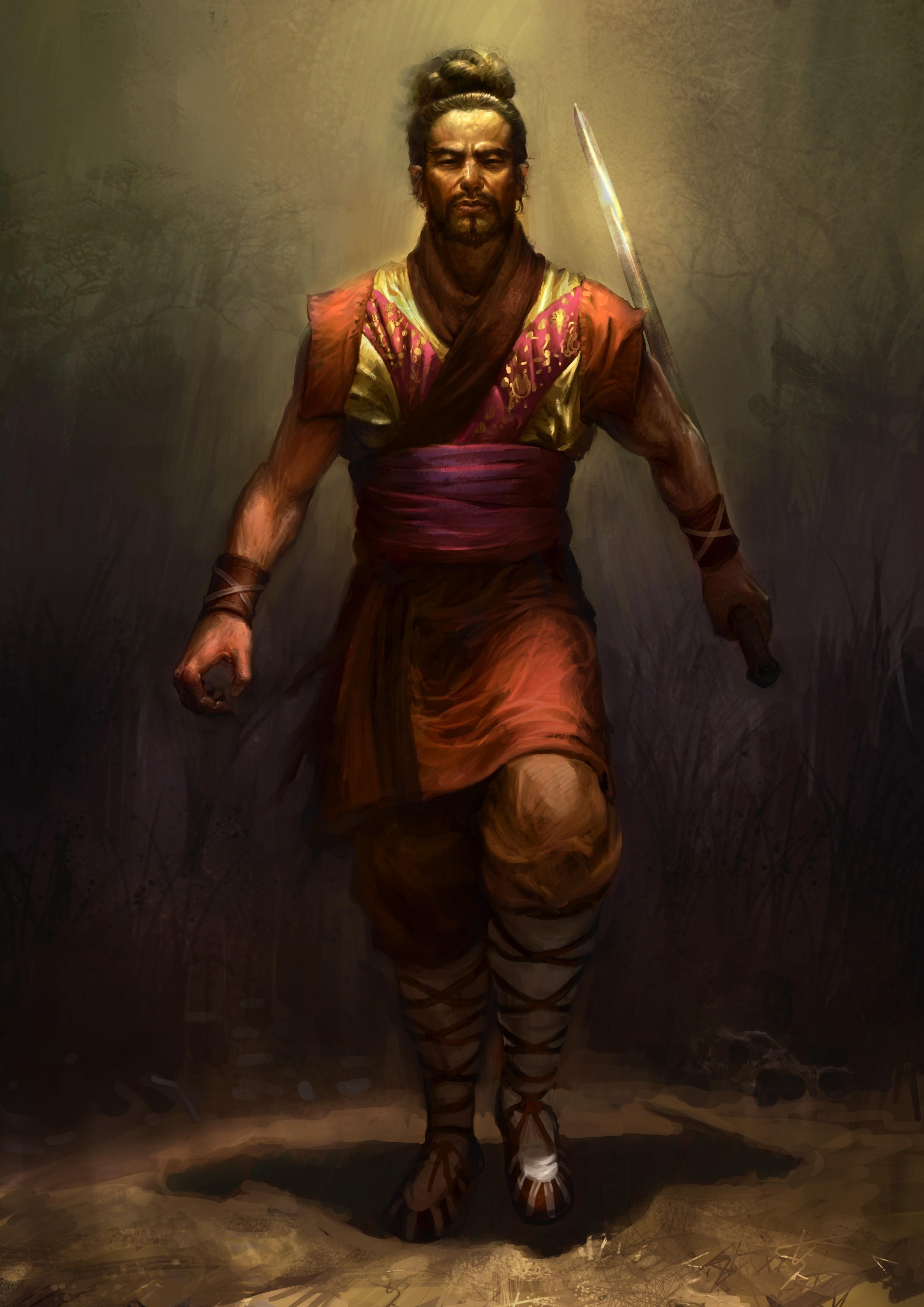 2480x3508 warrior, Sun tzu, Looking at viewer, Long hair, Ancient, Old, Fantasy art, Weapon, Katana, Sword, Shining, Lights, Chinese, Shadow Wallpaper HD / Desktop and Mobile Background