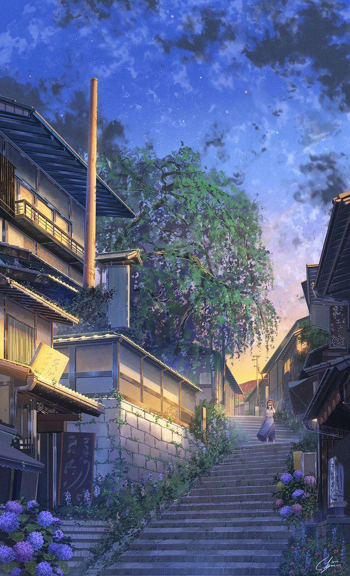 697x1145 Good Night Kyoto by PJYNico. Anime scenery wallpaper, Anime scenery, Scenery wallpaper