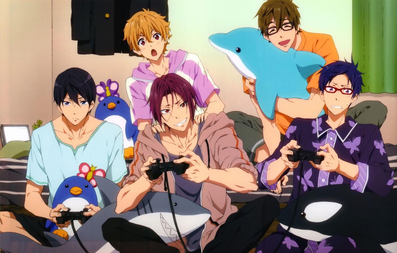 1332x850 Wallpaper Nanase Haruka (Free!), Matsuoka Rin, Hazuki Nagisa, Ryugazaki Rei, Tachibana Makoto, Kyoto Animation, Free! image for desktop, section прочее
