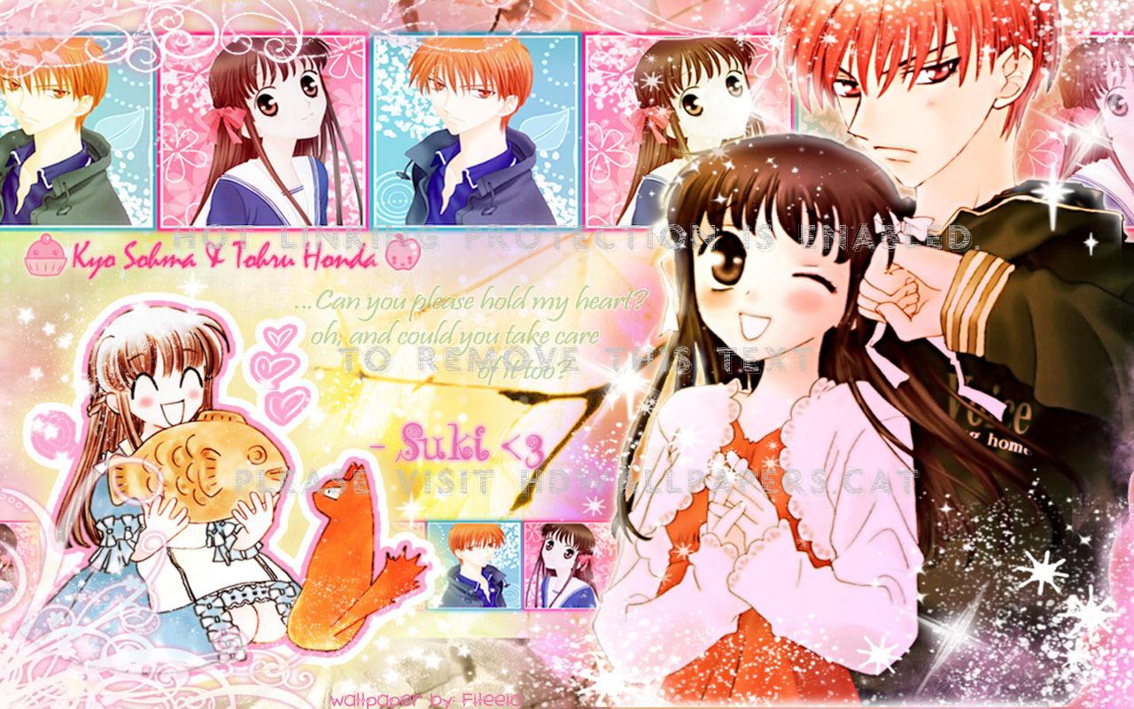 1280x800 kyo and tohru cat anime hugs couple fruits