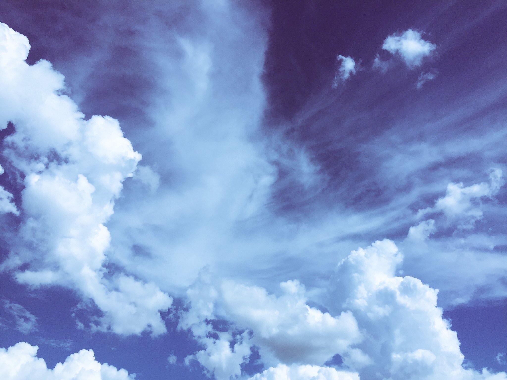 2048x1536 blue, blue sky, clouds, heaven, sky, white 4k wallpaper HD Wallpaper