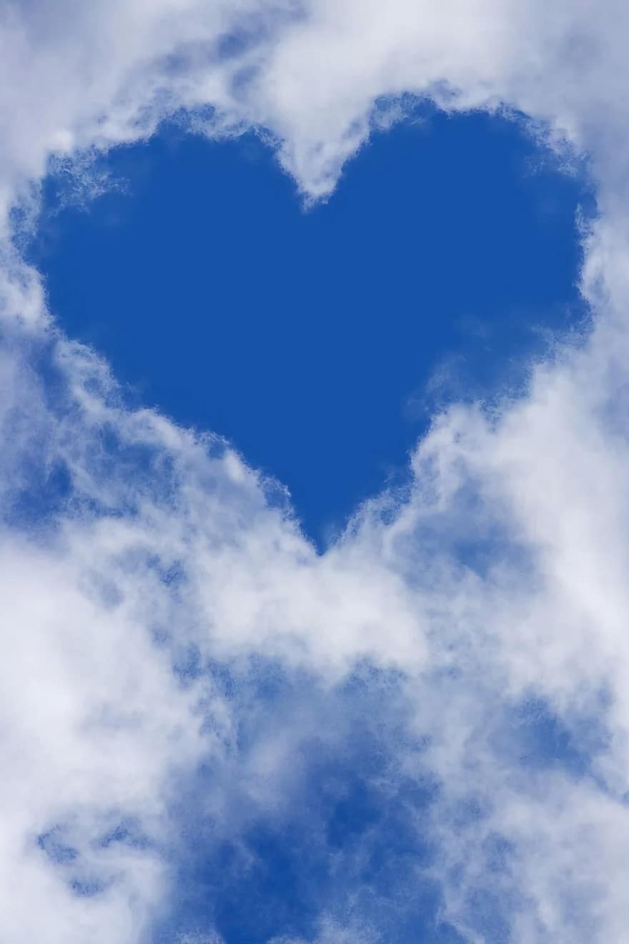 880x1321 Heart, Sky, Clouds, Blue Sky, Love, Heaven, iPhone Rai Din Ce Ai Carte HD Wallpaper