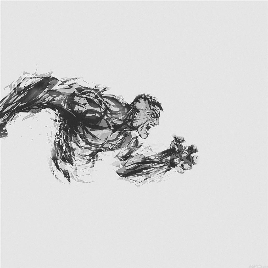 1024x1024 Hulk Illust Anger White Minimal Hero iPad Air Wallpaper Download