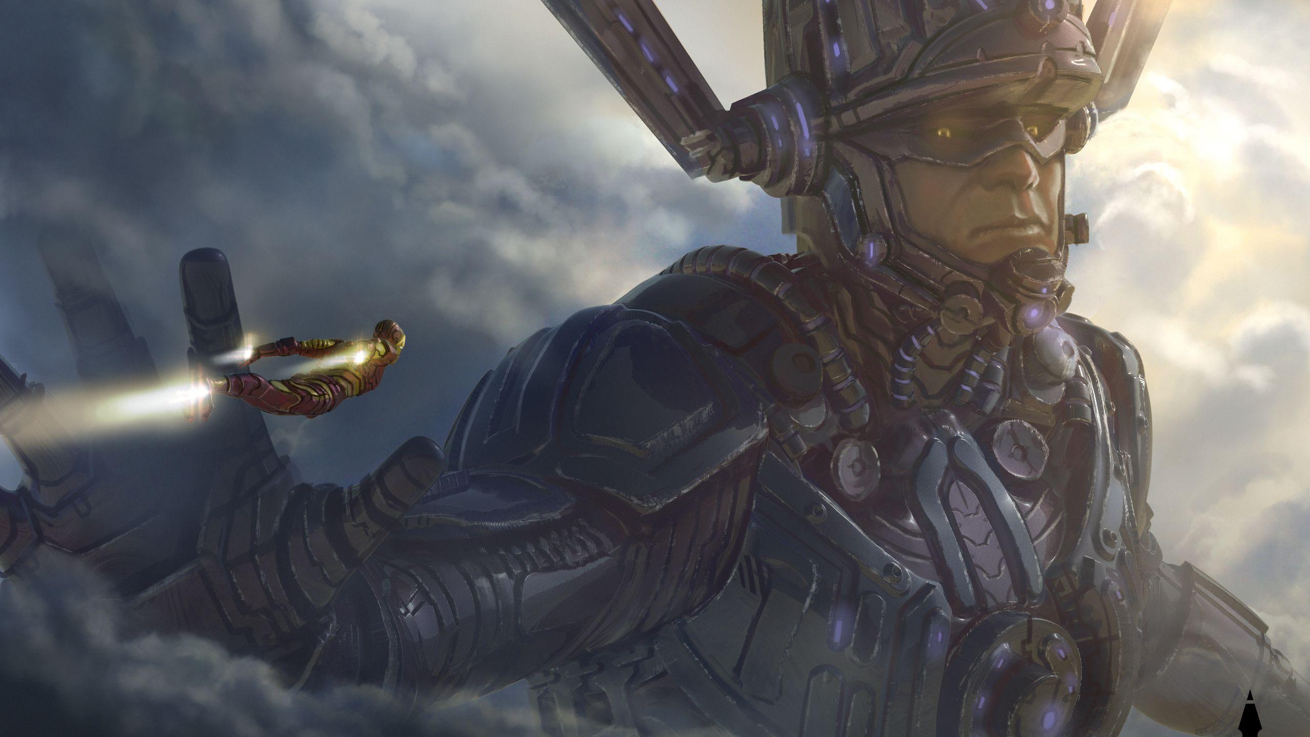 2560x1440 Galactus Vs Iron Man Avengers 4 Concept Art 1440P