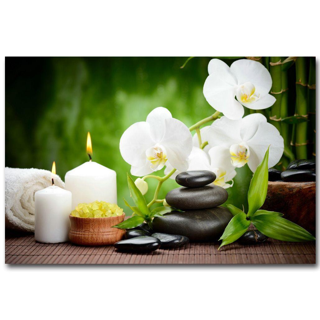 1030x1030 NICOLESHENTING ZEN Stone Bamboo Meditation Art Silk Fabric Poster
