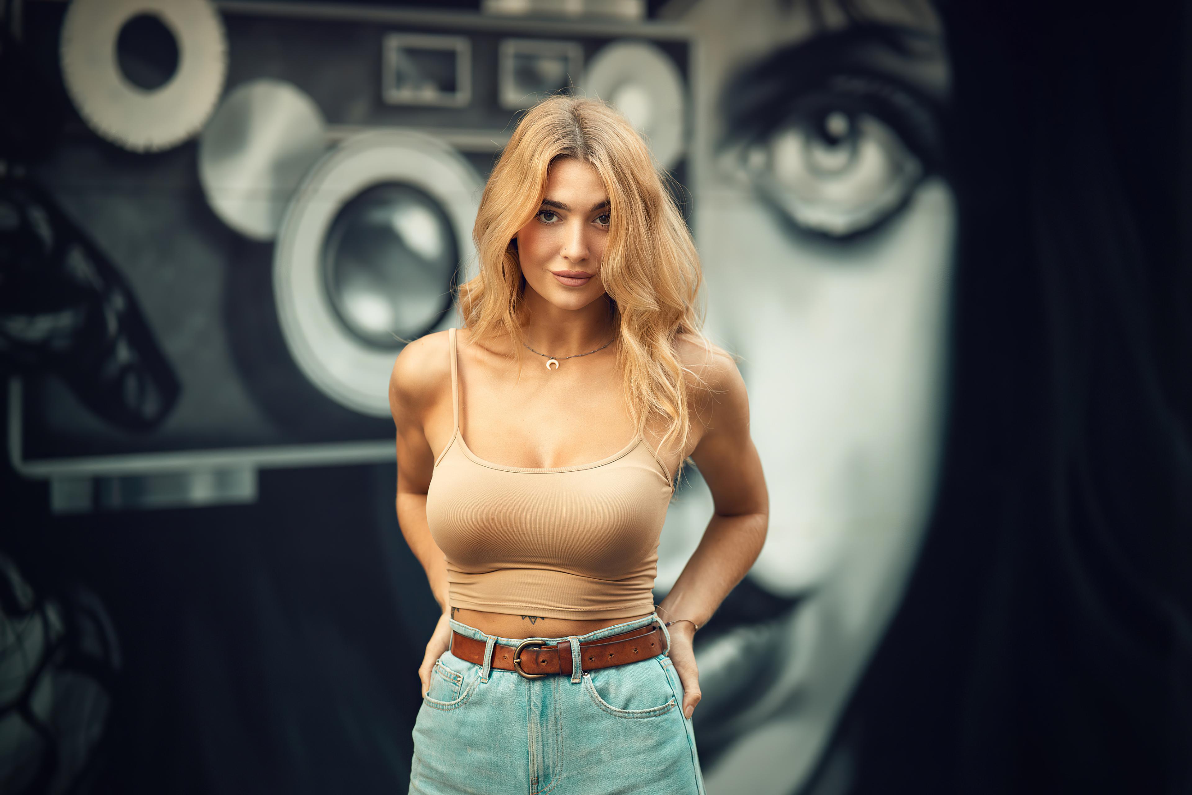 3840x2559 Girl Tank Top Street Outdoor 4k Chromebook Pixel HD 4k Wallpaper, Image, Background, Photo and Picture