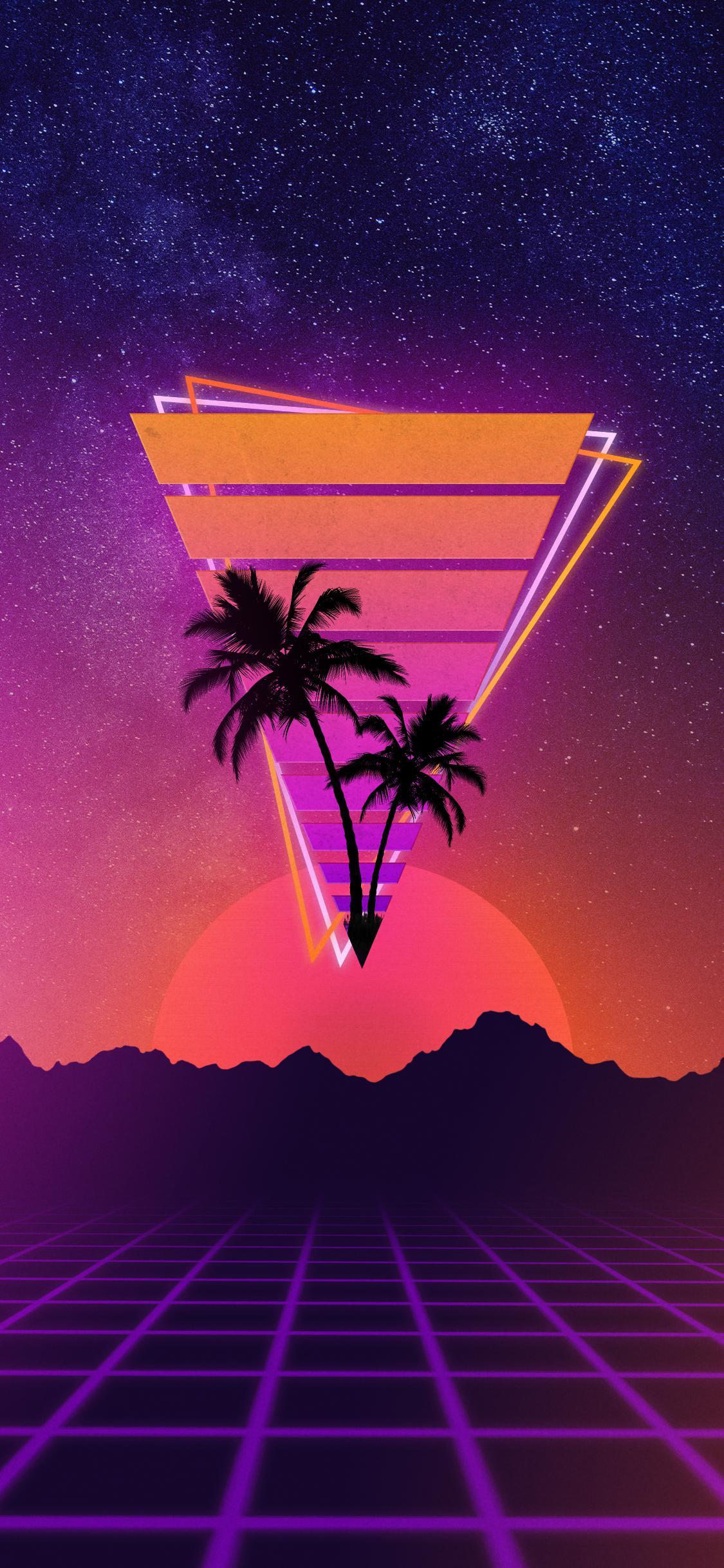 1125x2436 Synthwave Phone Wallpaper