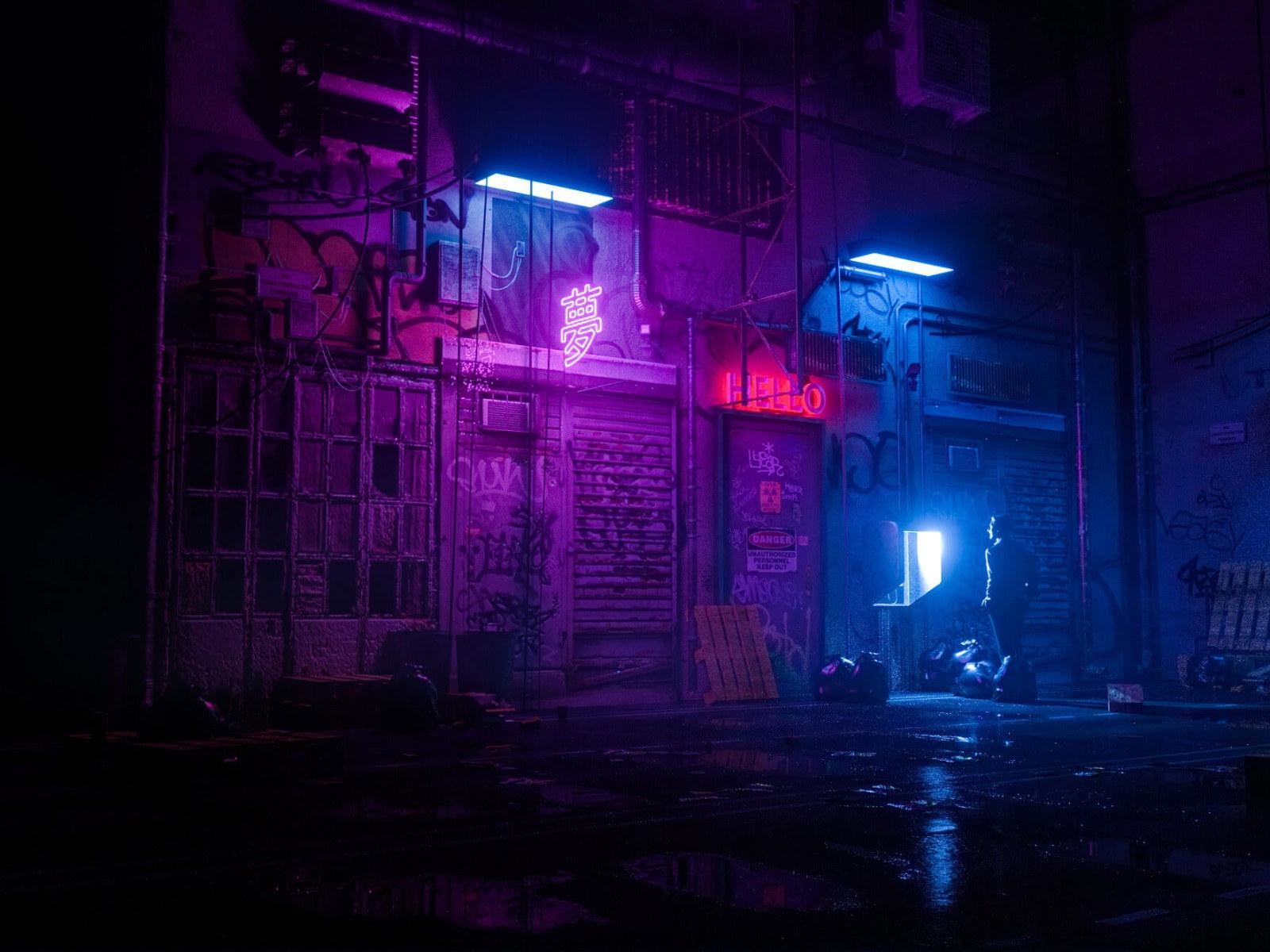 1600x1200 Dark wallpaper, artwork, futuristic, synthwave, neon • Wallpaper For You HD Wallpaper For Desktop & Mobile