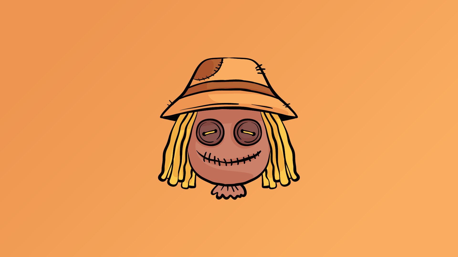 1920x1080 Digital Scarecrow Character Simple Background Orange Background Wallpaper:1920x1080