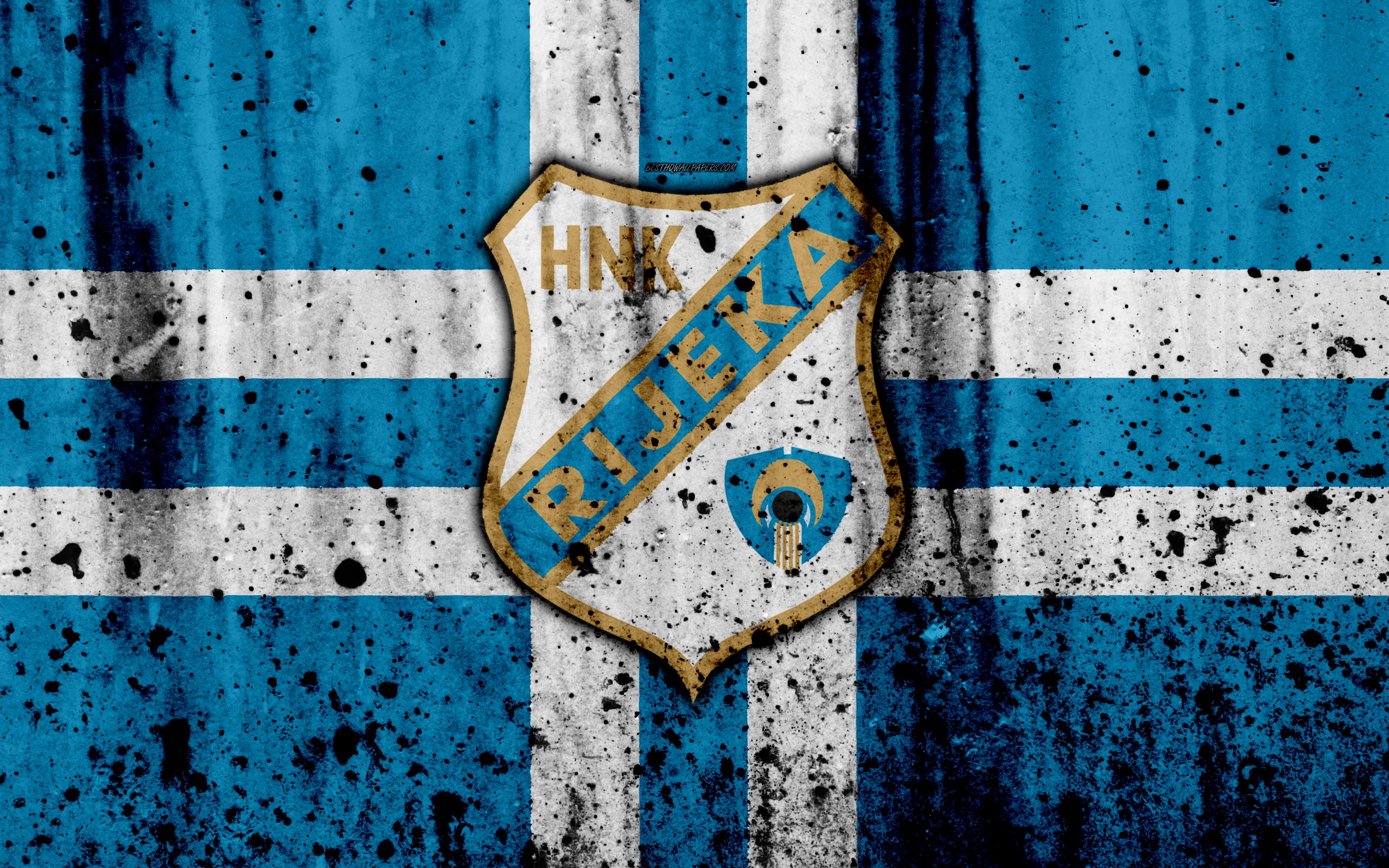 3840x2400 Download wallpaper 4k, FC Rijeka, grunge, HNL, art, soccer, football club, Croatia, HNK Rijeka, logo, stone texture, Rijeka FC for desktop with resolution 3840x2400. High Quality HD picture wallpaper