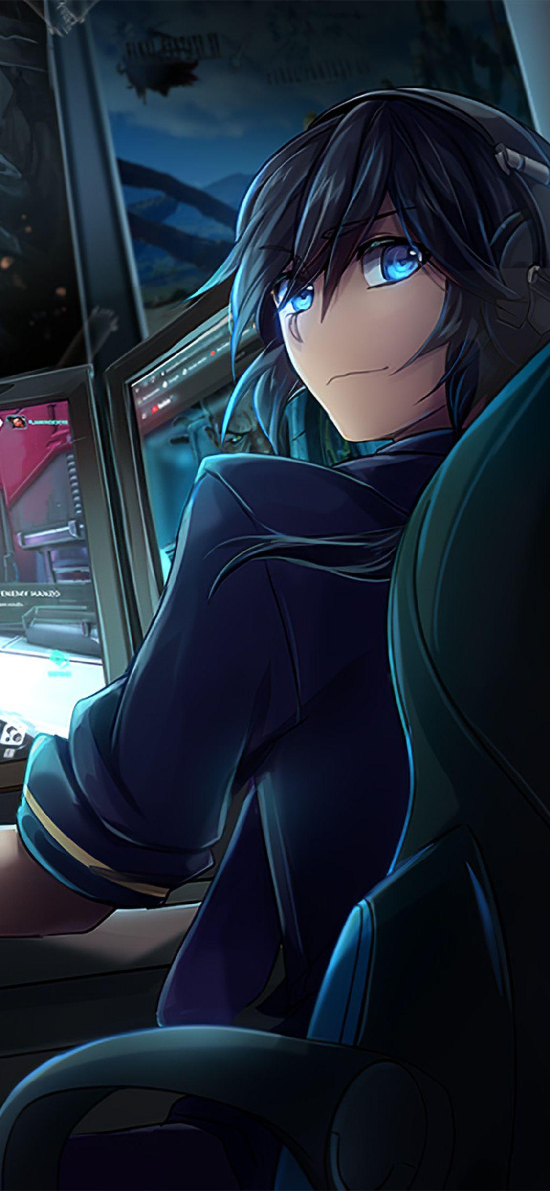 1125x2436 Anime Boy Gaming Wallpaper