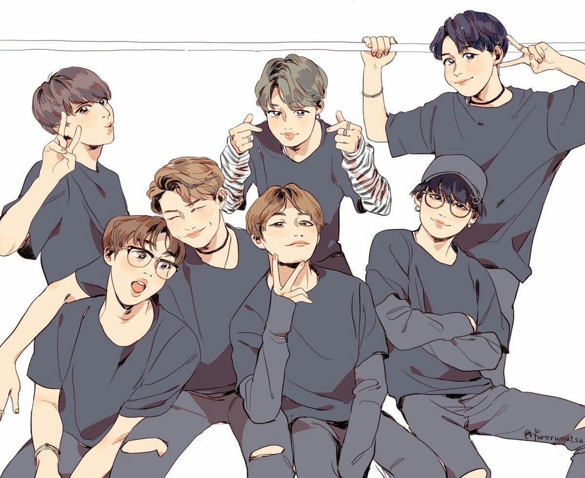 1200x980 BTS Anime Computer Wallpaper
