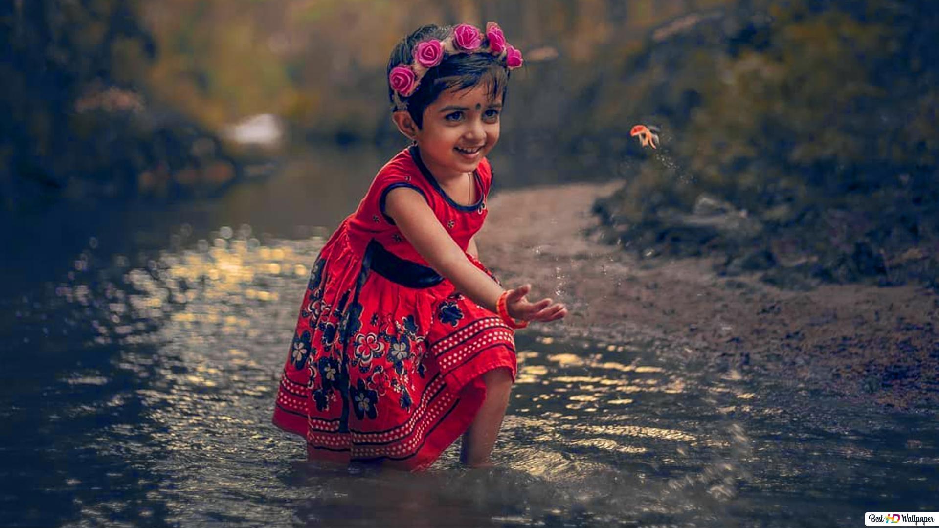 1920x1080 Indian Kid Girl with Nature Cute HD wallpaper download