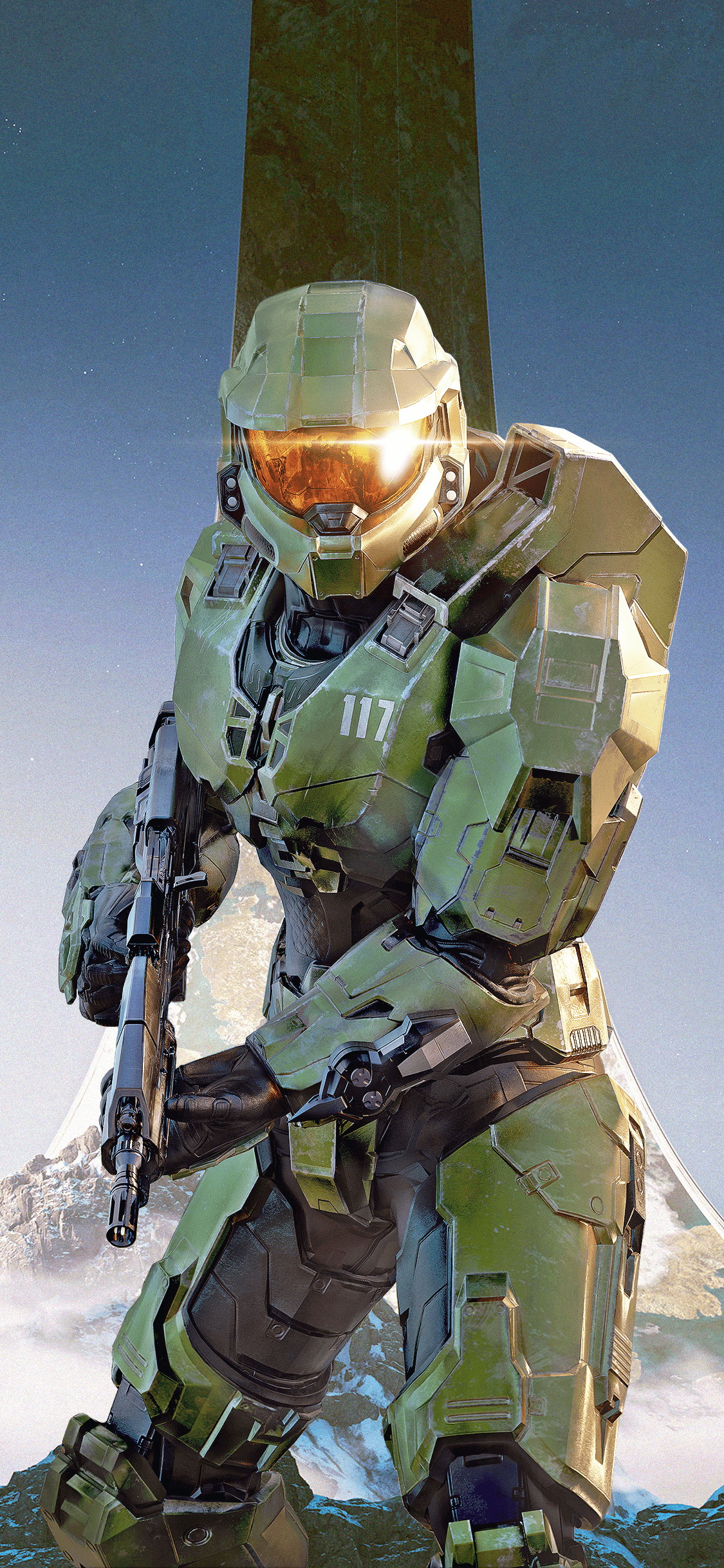 1125x2436 Halo Infinite Master Chief [Halo Ring BG] HD Smartphone Wallpaper!
