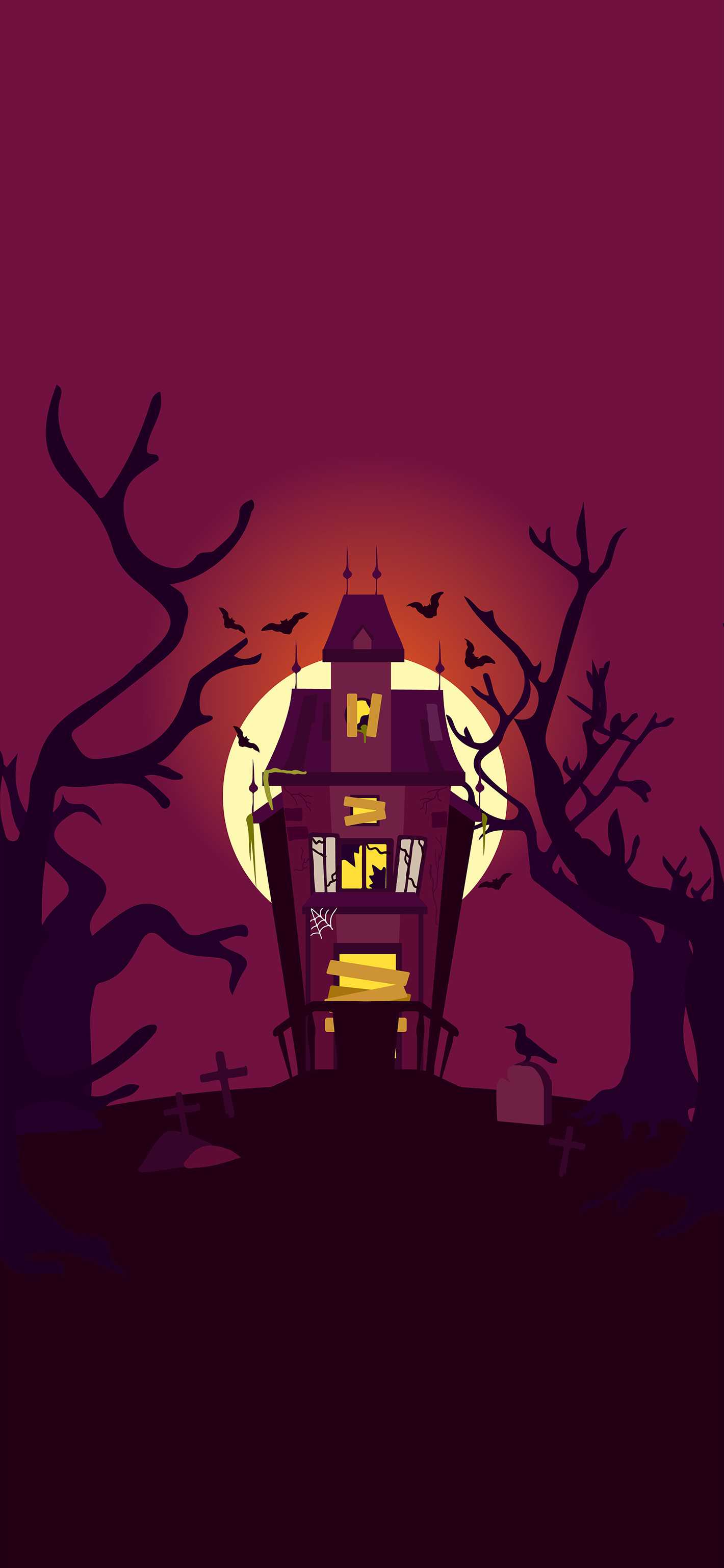 1420x3073 Haunted House Wallpaper