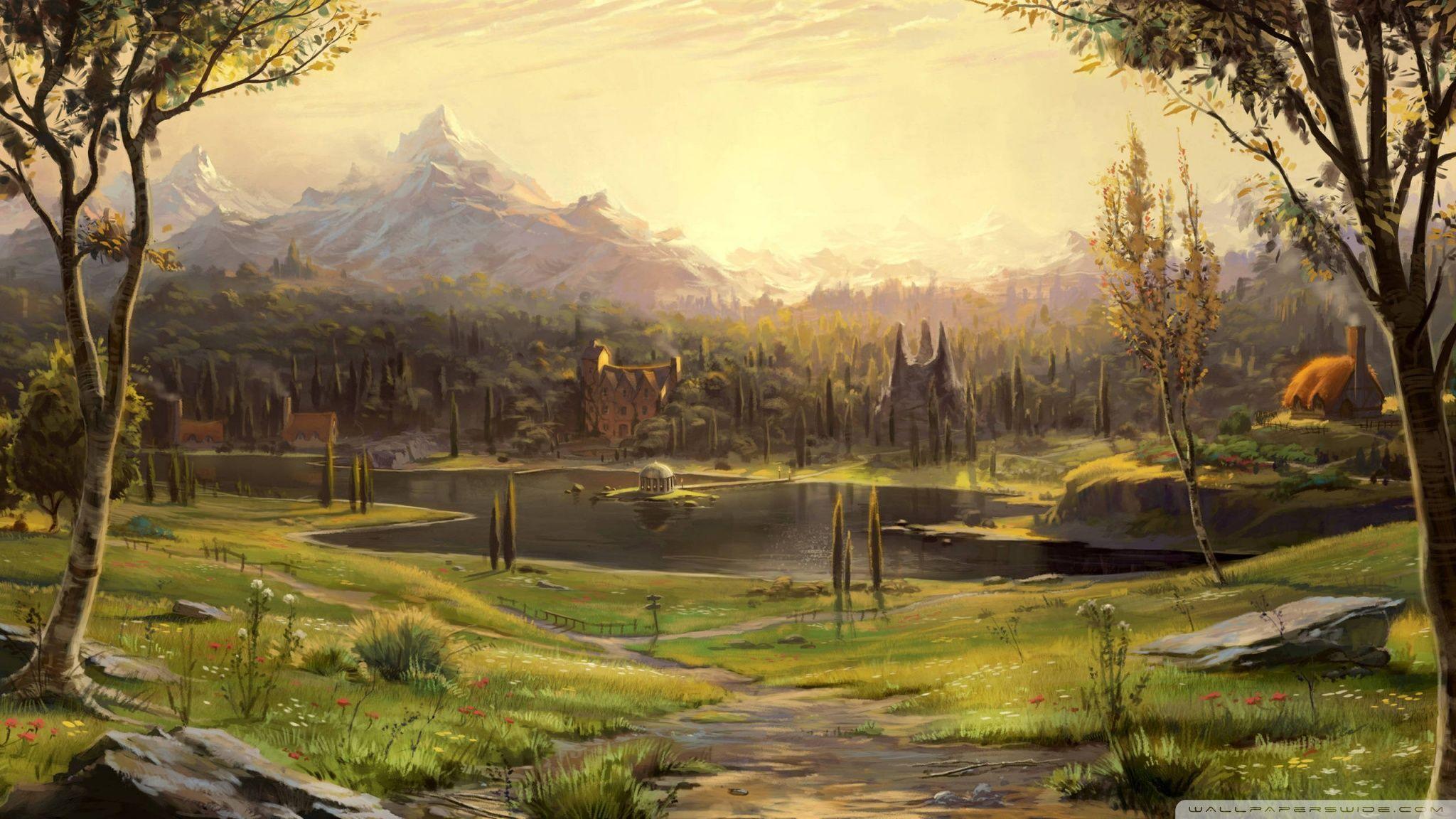 2048x1152 Looks like Bower Lake from Fable 2. HD wallpaper, Art wallpaper, Abstract