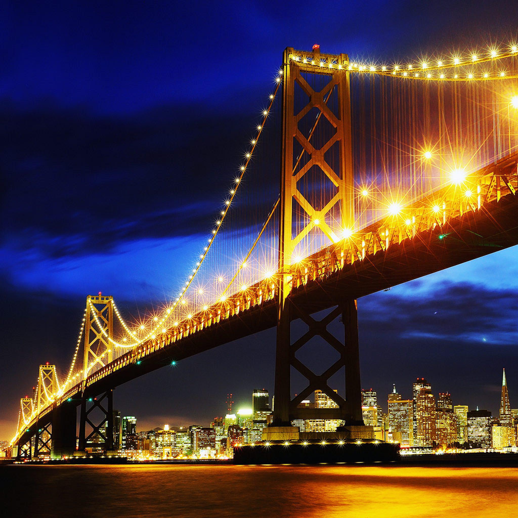 2048x2048 Landmarks Bridge Sunset San Francisco iPhone HD Wallpaper Free