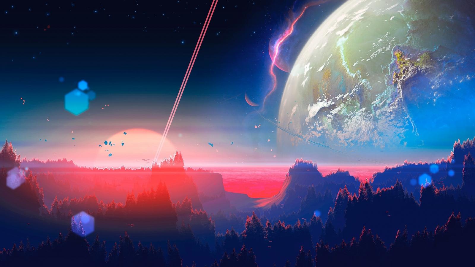 1600x900 Download 1600x900 wallpaper outer space, fantasy, horizon, planet, art, widescreen 16: widescreen, 1600x900 HD image, background, 20788