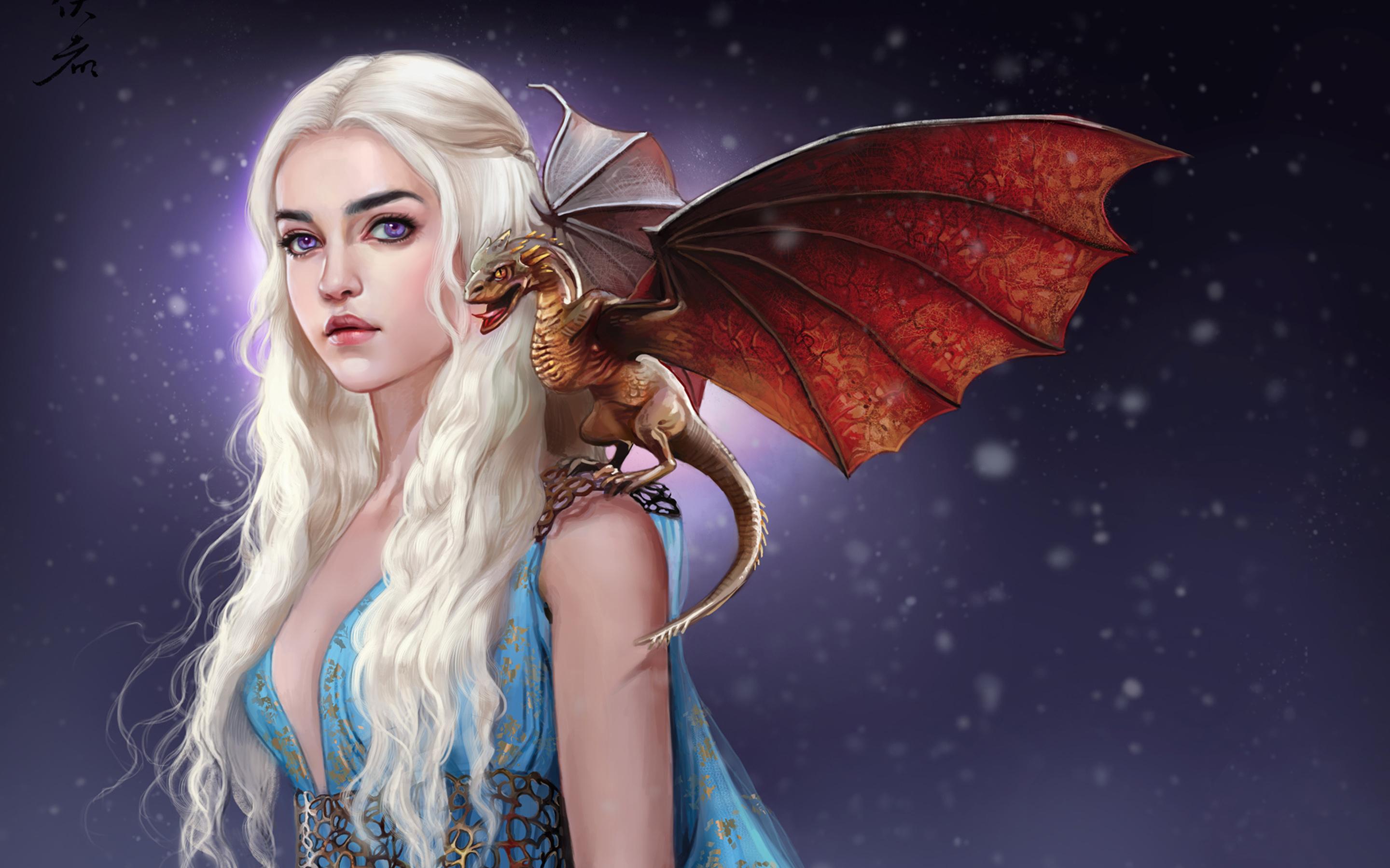 2880x1800 Game of Thrones avatar daenerys Emilia Clark digital art Wallpaper HD for Desktop Mobile phones Tablet and PC :