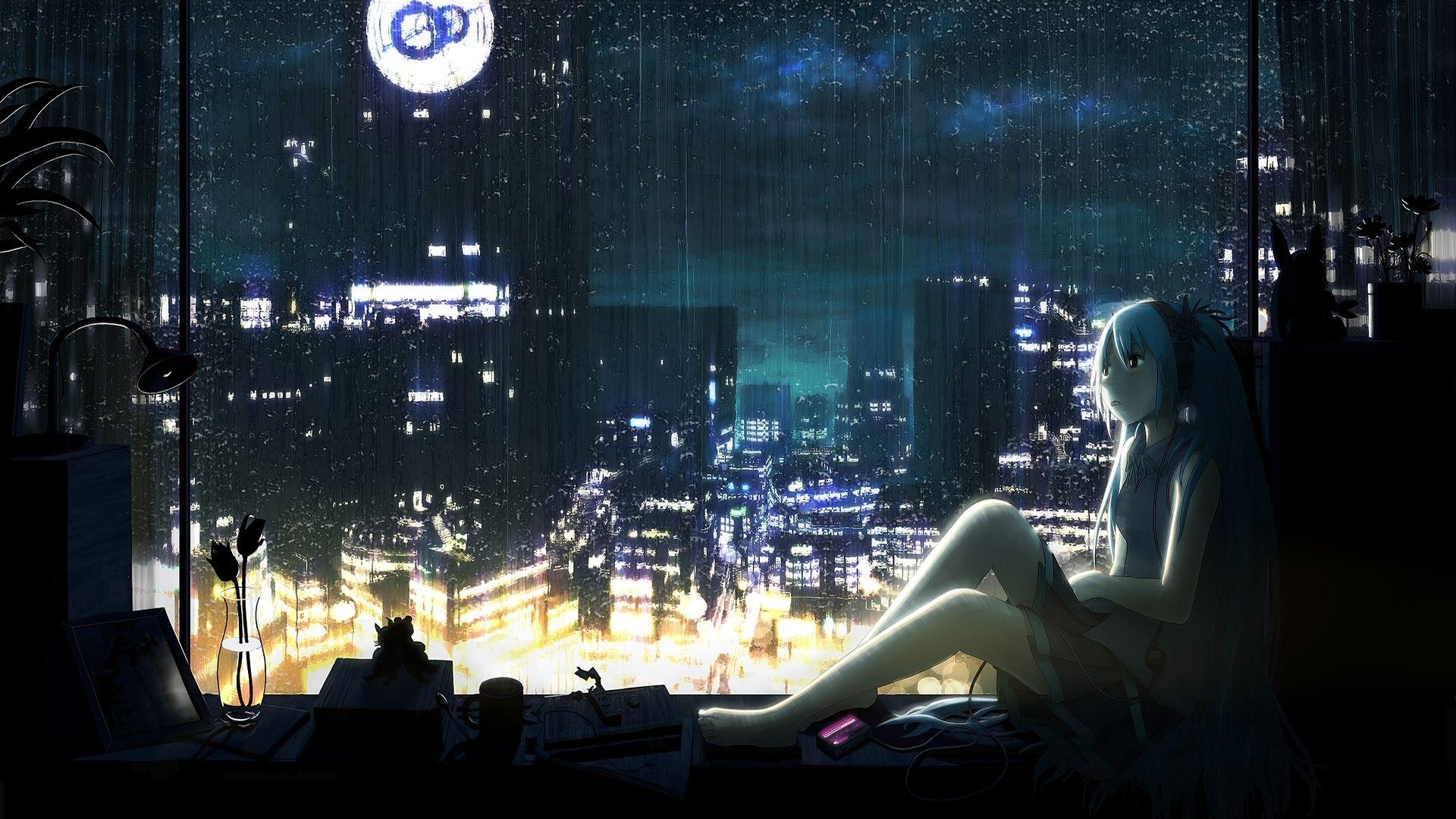 HD desktop wallpaper Anime Rain City download free picture 202480