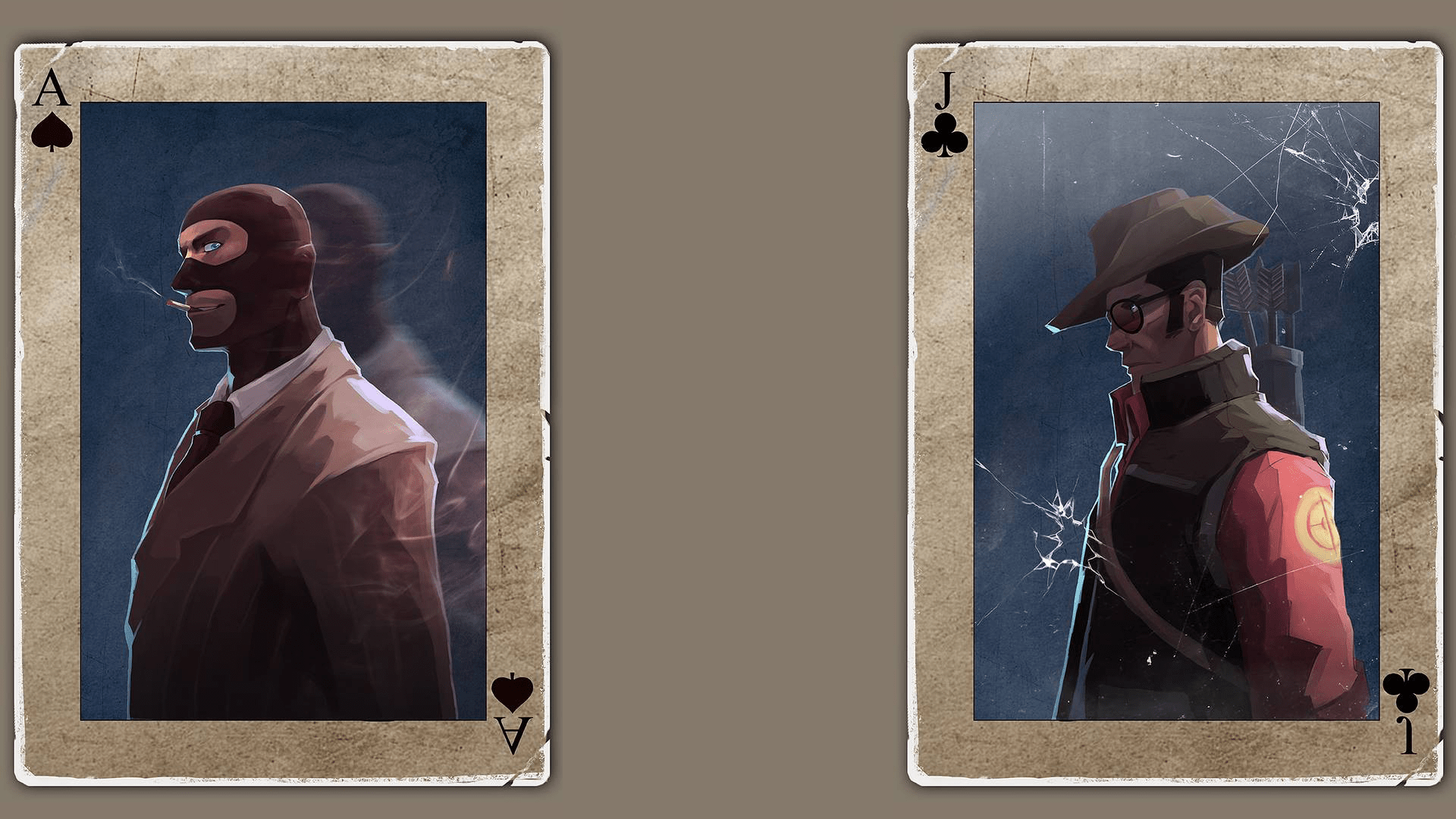 1920x1080 Team Fortress 2. Poker Spy & Sniper