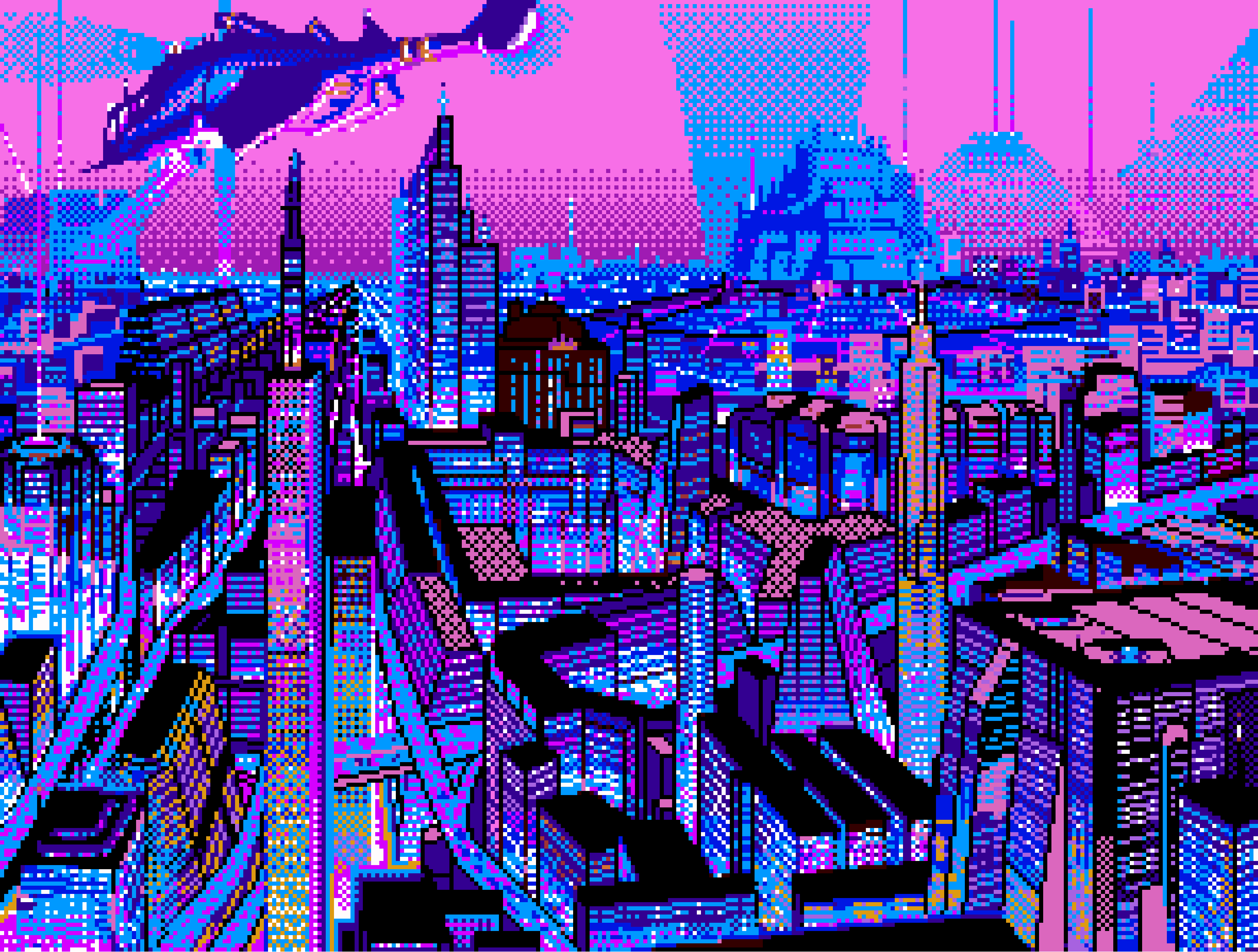 3051x2311 Vaporwave Pixel Wallpaper