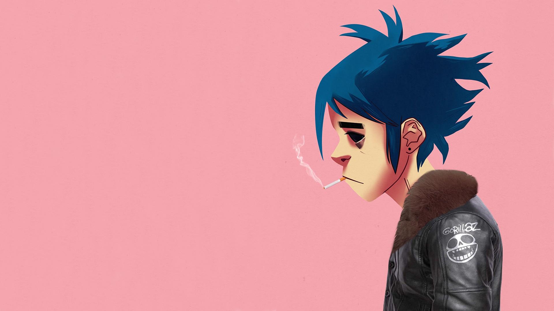 1920x1080 gorillaz 2d wallpaper, hair, cartoon, pink, anime, forehead