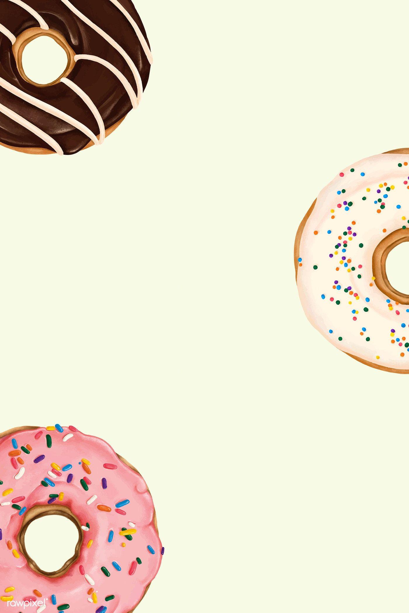 1400x2100 Doughnuts patterned on beige background vector. free image / Noon. Donut background, Illustration, Beige background